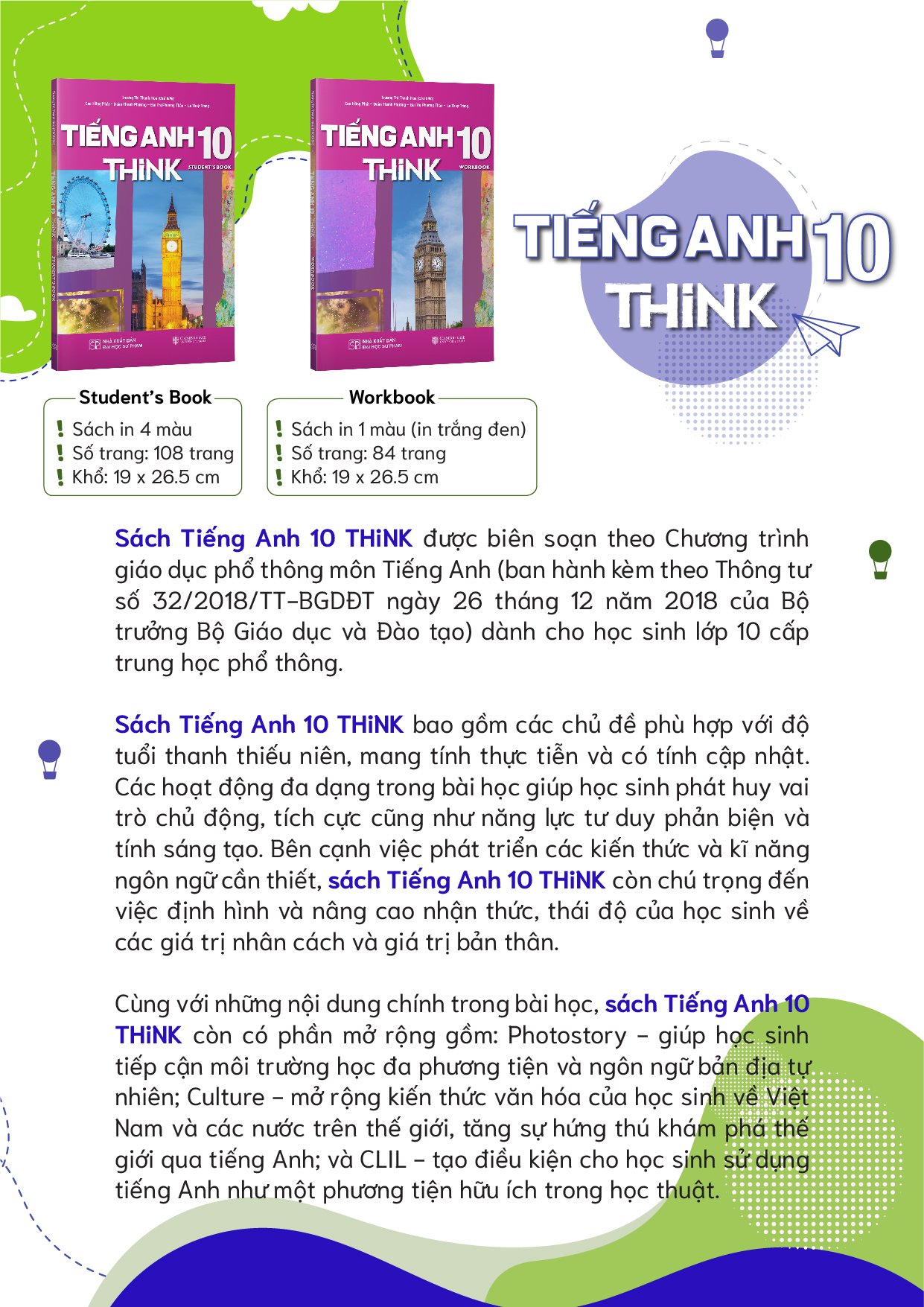 Sách Giáo Khoa Tiếng Anh 10 THiNK (Sách Học Sinh)