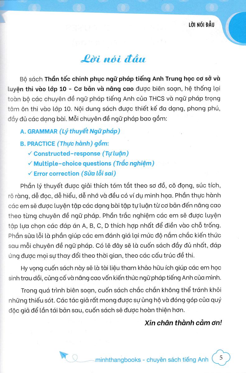 Thần Tốc Chinh Phục Ngữ Pháp Tiếng Anh Trung Học Cơ Sở Và Luyện Thi Vào Lớp 10 Tập 2 (Cơ Bản Và Nâng Cao)