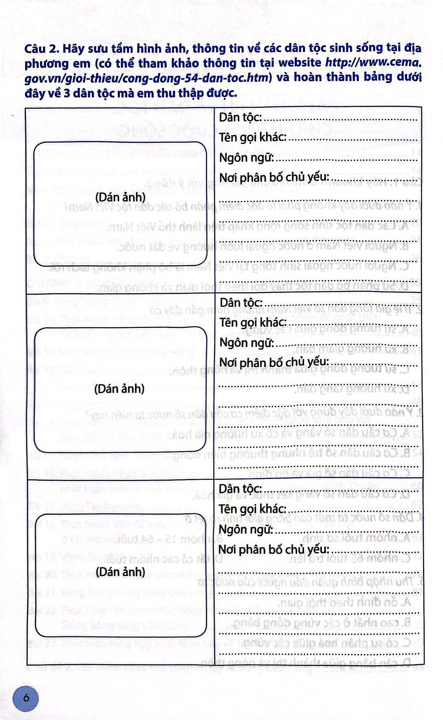 Bài Tập Lịch Sử Và Địa Lí 9 - Phần Địa Lí (Chân Trời) (Chuẩn)
