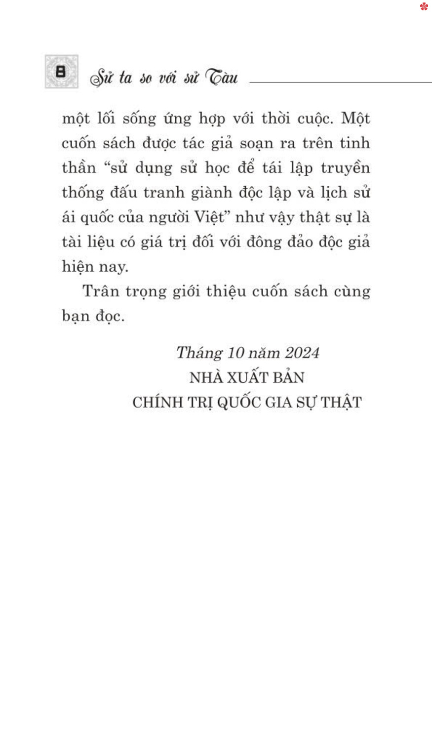 Sử Ta so với Sử Tàu - bản in 2025