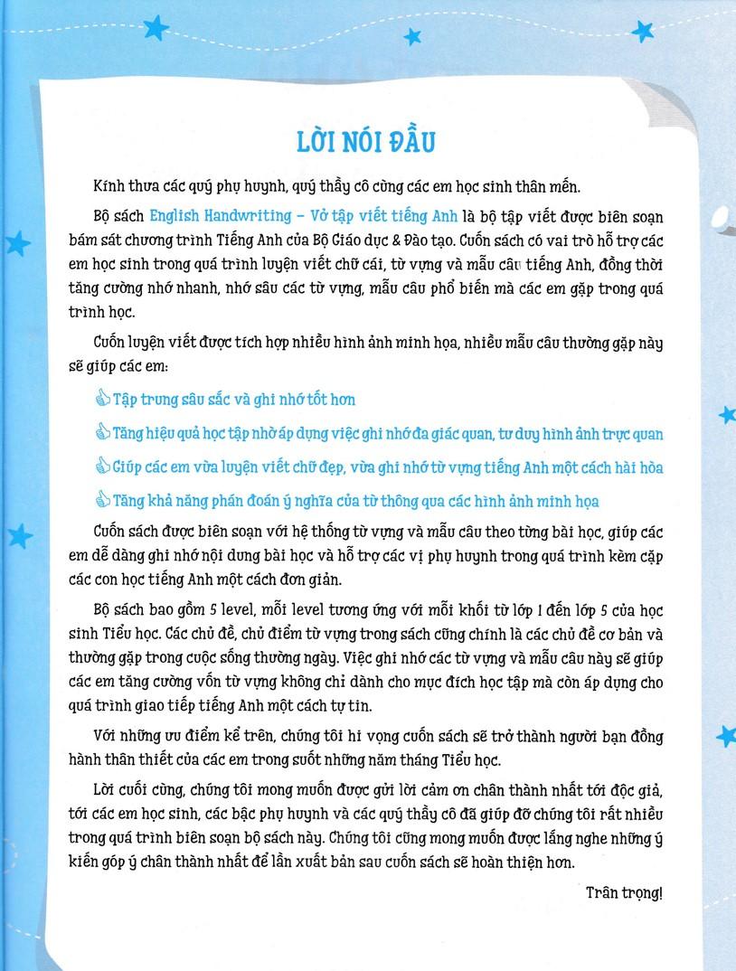 English Handwriting - Vở Tập Viết Tiếng Anh Lớp 2 - Tập 2