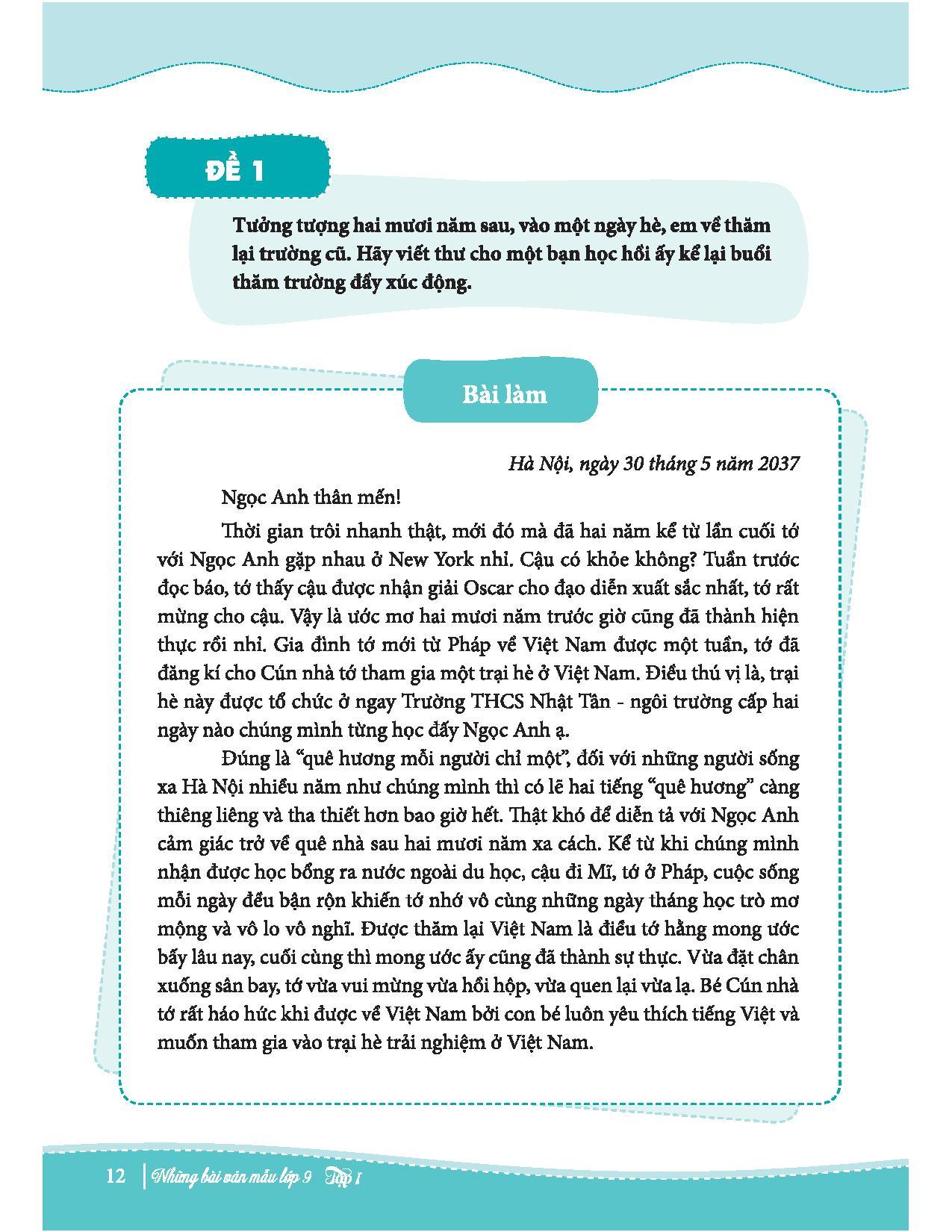 Những Bài Văn Mẫu Lớp 9 (Tập 1)