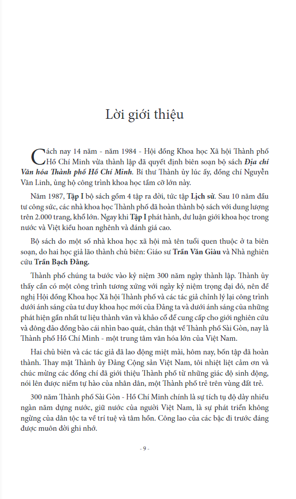 Địa Chí Văn Hóa Thành Phố Hồ Chí Minh Tập 1 - Lịch Sử