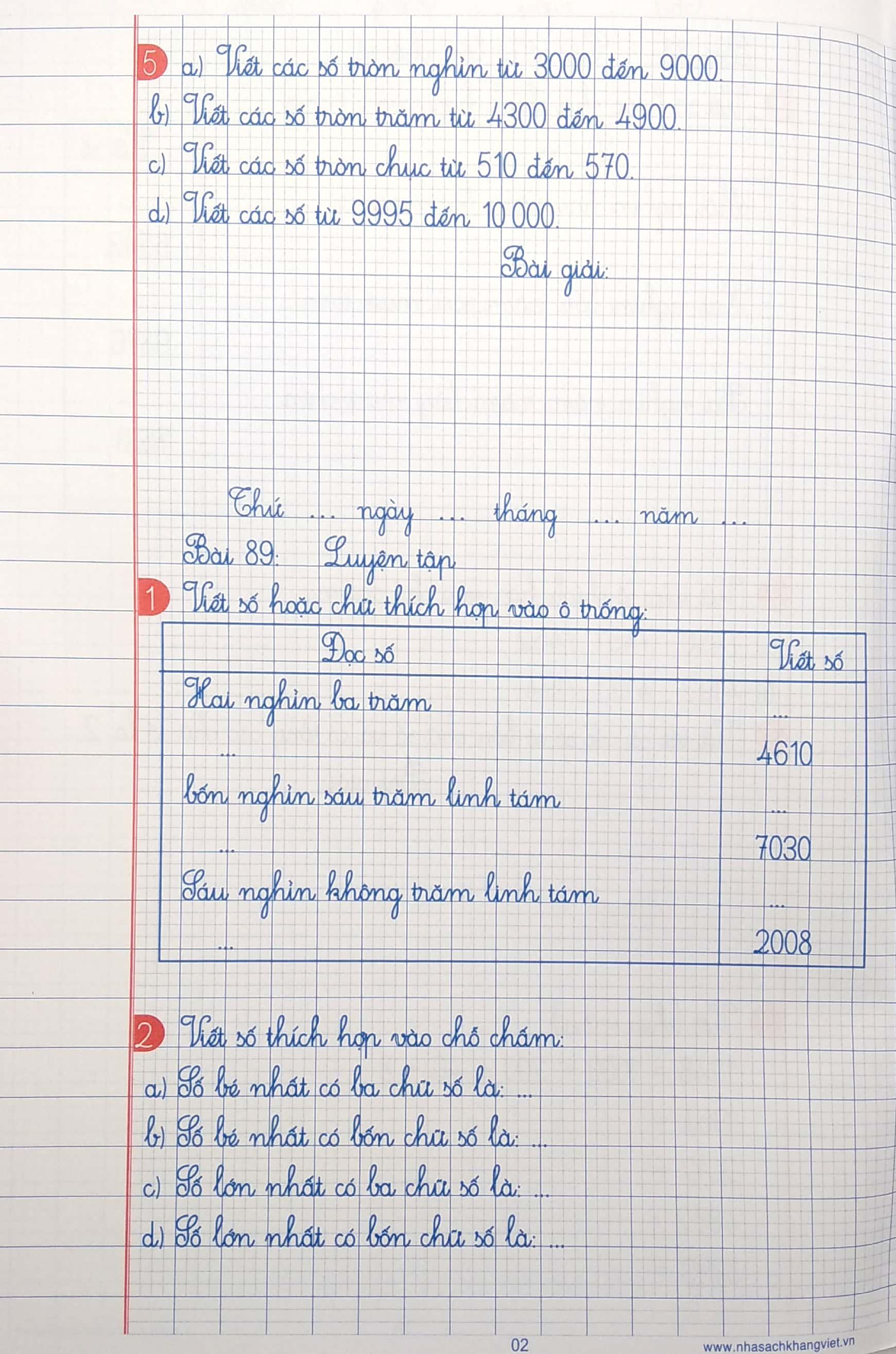 Vở Ô Li Bài Tập Toán Lớp 3 - Quyển 2