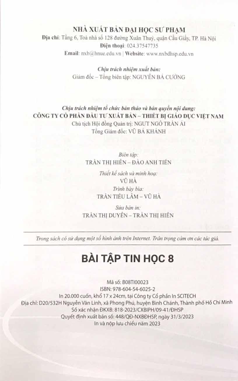 Bài Tập Tin Học 8 (Cánh Diều) (Chuẩn)