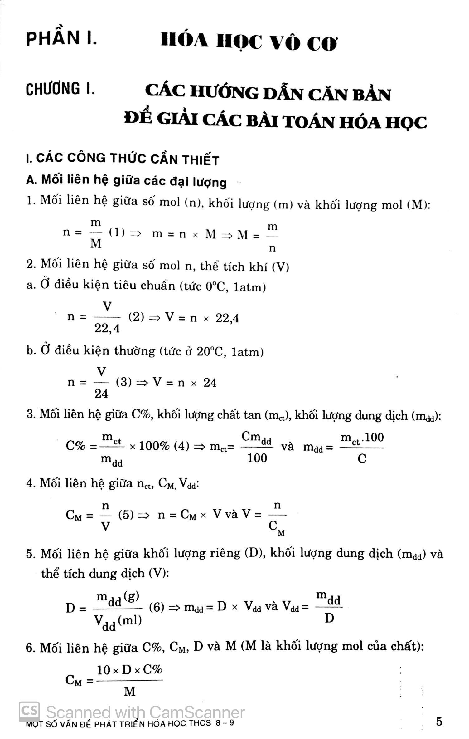 Một Số Vấn Đề Phát Triển Hóa Học Thcs 8-9