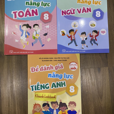 Sách - Đề đánh giá năng lực Toán + Tiếng Việt + Tiếng Anh 8 (KP)