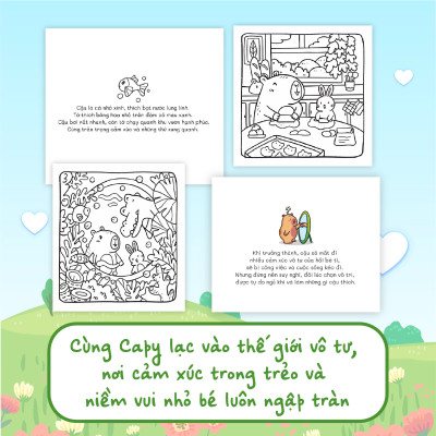 Combo 3 cuốn Sách tô màu Capybara khổ vuông