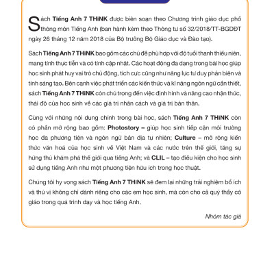 Tiếng Anh 7 Think - Workbook