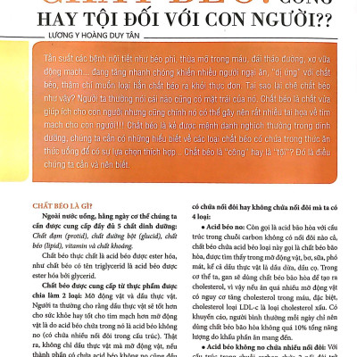 Y Học Phổ Thông Dành Cho Mọi Người - Chuyên Đề: Thực Phẩm Không Béo