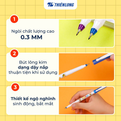 Hộp 10 cây Bút lông kim - Bút mực nước Beebee Thiên Long FL-04 mực tím