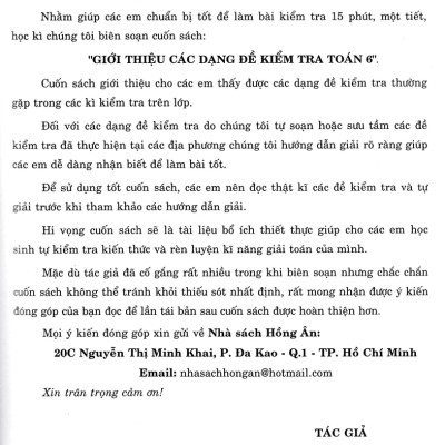 Sách Tham khảo_Giới Thiệu Các Dạng Đề Kiểm Tra Toán Lớp 6_HA
