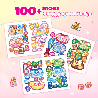 Mini Fashion - Sách Bóc Dán Sticker Cho Bé Gái (100+ Stickers Dễ Thương)
