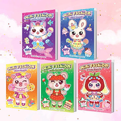 Combo 5 Cuốn Mini Fashion (500+ stickers dễ thương) - Sách bóc dán sticker cho bé gái