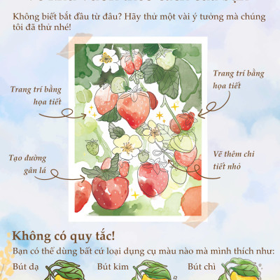 Sách tô nét Khu vườn nhỏ có hoa cỏ bình yên
