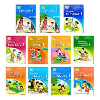 Bộ Vở bài tập Lớp 1- Kết Nối Tri Thức Với Cuộc Sống (11 quyển- Kèm bìa nilong bao sách)