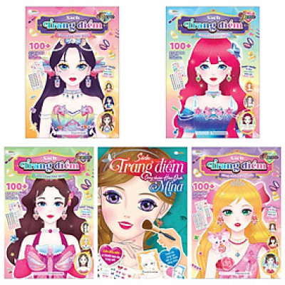 Combo Sách Trang Điểm - Công Chúa Hàn Quốc: Yuna, Mina, Jenny, Myra, Hana ((Hơn 100 Stickers)