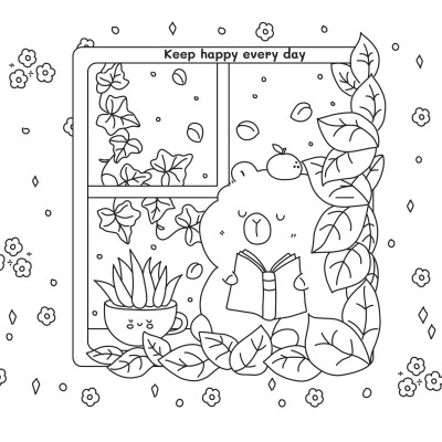Sách Capybara Happy Everyday - Hạnh Phúc Mỗi Ngày ABBOOKS coloring  book