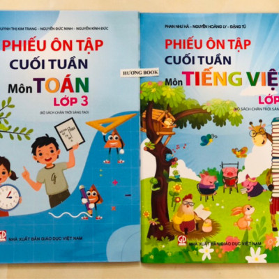 Sách - Combo 2 Cuốn Phiếu ôn tập cuối tuần môn Toán + Tiếng Việt Lớp 3 - Chân Trời Sáng Tạo