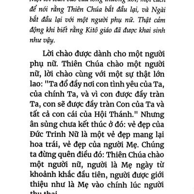Kinh Kính Mừng - Một Suy Tư Mới Của Đức Giáo Hoàng Phanxicô