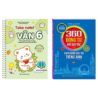 Sách - COMBO 2C TAKE NOTE! Văn 6 (CÓ lò xo) và 360 động từ bất quy tắc (bản màu)