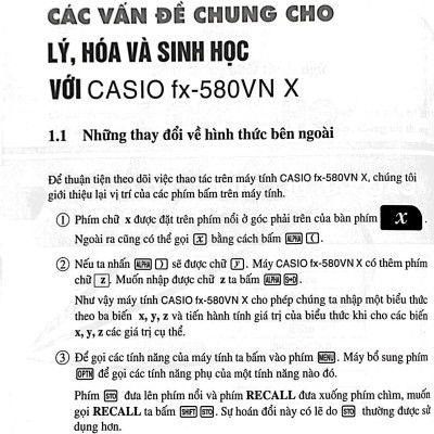 Ứng Dụng Casio Fx - 580Vn X Đối Với Các Môn THPT Lý - Hóa - Sinh