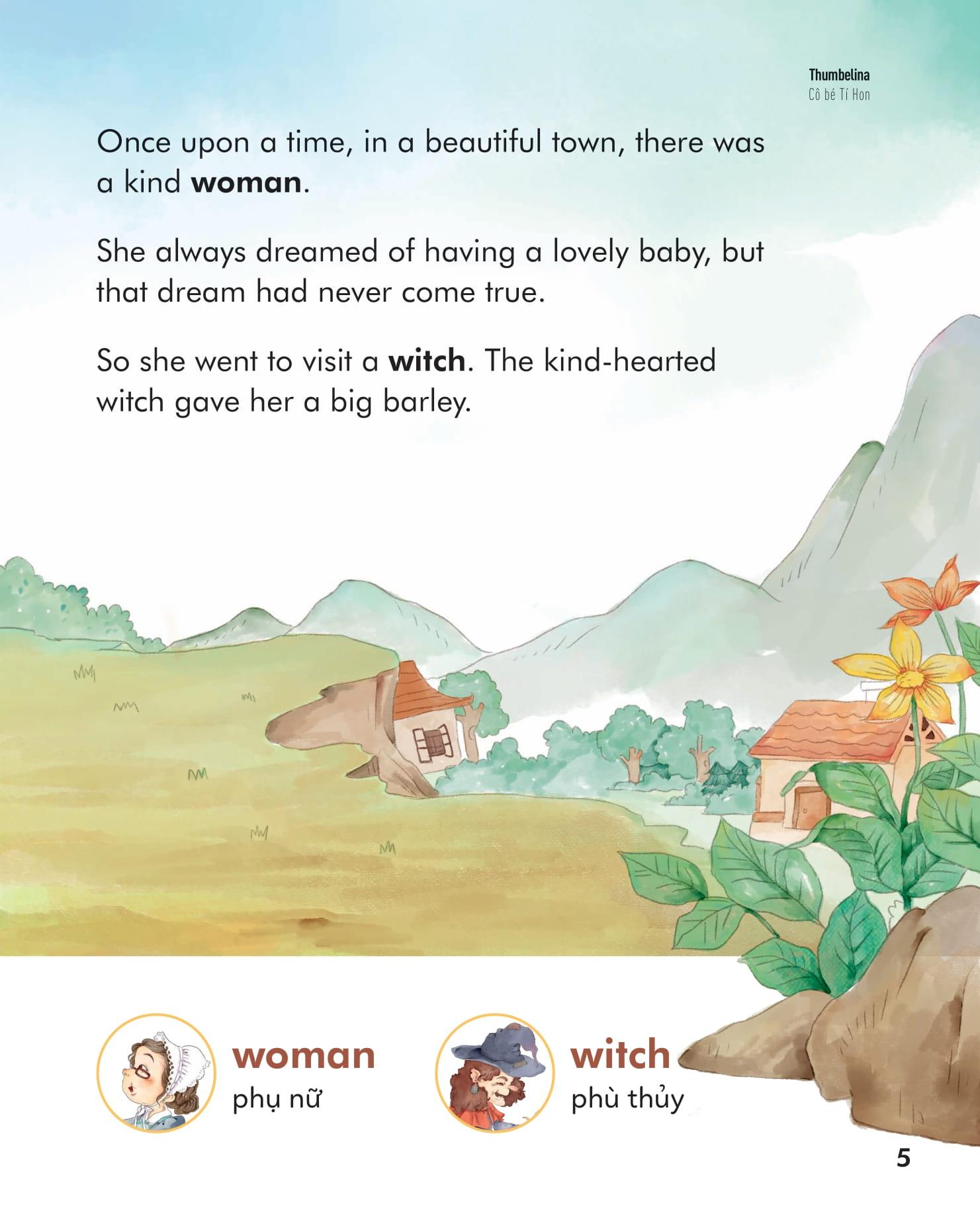 Truyện Cổ Tích Nổi Tiếng Song Ngữ Việt - Anh: Cô Bé Tí Hon - Thumbelina