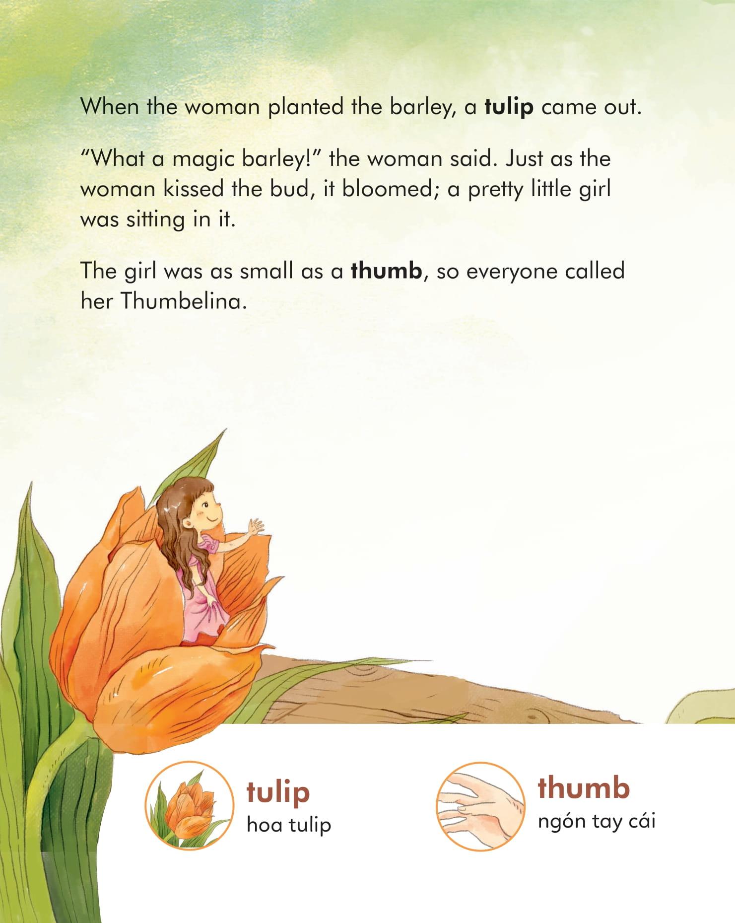 Truyện Cổ Tích Nổi Tiếng Song Ngữ Việt - Anh: Cô Bé Tí Hon - Thumbelina