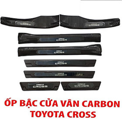 Ốp bậc cửa , nẹp bước chân Toyota Cross 2019-2022 cao cấp -mẫu Titan 8 chi tiết