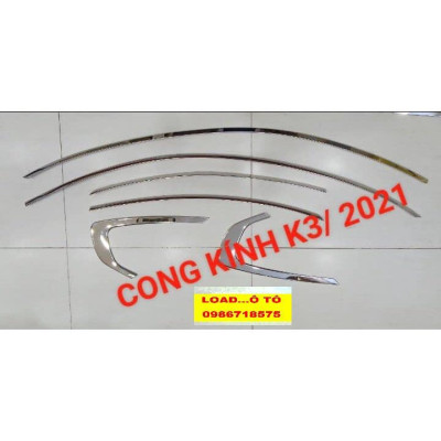 Bộ Nẹp Viền Chân Kính, Cong Kính Xe KIA K3 2022 Mẫu Inox Cao Cấp