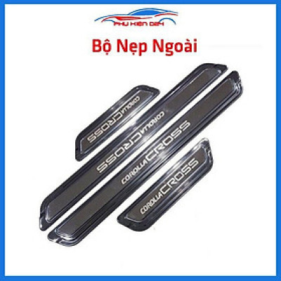 Bộ ốp bậc cửa trong ngoài nẹp bước chân Corolla Cross 2020 vân Titan chống trầy trang trí xe