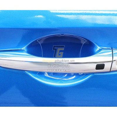 Bộ ốp tay nắm cửa xe Hyundai Tucson vân Carbon - Tặng miếng dán trong suốt chống xước hõm cửa