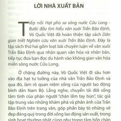 Dân Gian Triết - Nghiên cứu văn xuôi Trần Bảo Định