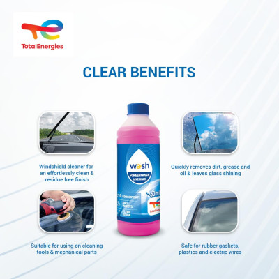 Nước rửa kính lái đậm đặc tỉ lệ 1:10 Total Energies TE-SW250 250ml - Làm sạch vết bẩn, ngăn chặn côn trùng, đổ vào két nước trước, pha để tẩy mốc kính