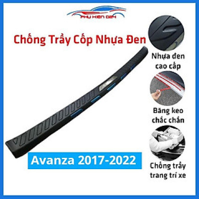 Ốp chống trầy cốp ngoài nhựa đen Avanza 2017-2018-2019-2020-2021-2022 dán cốp sau chống xước trang trí xe