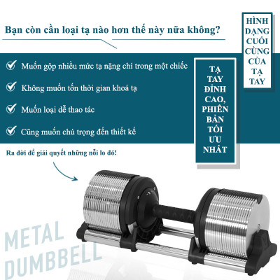 Tạ Tay Điều Chỉnh LYSIN 01 quả tạ 40kg (bộ 02 quả tạ 80kg) –Tăng Giảm 1kg, Mạ Crom Chống Gỉ, Tay Cầm Cao Su Bảo Vệ Tay, Bền Bỉ Chuẩn Nhật