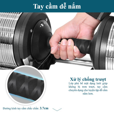Tạ Tay Điều Chỉnh LYSIN 01 quả tạ 40kg (bộ 02 quả tạ 80kg) –Tăng Giảm 1kg, Mạ Crom Chống Gỉ, Tay Cầm Cao Su Bảo Vệ Tay, Bền Bỉ Chuẩn Nhật