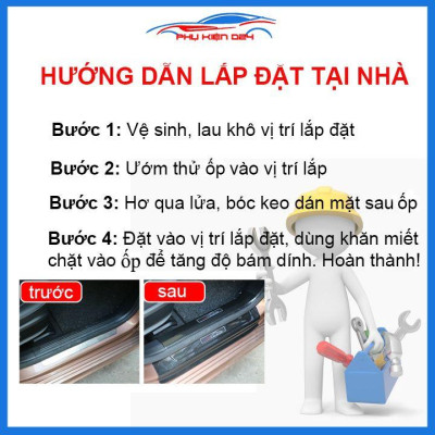 Bộ ốp bậc cửa trong ngoài nẹp bước chân Xpander 2019 vân Titan chống trầy trang trí xe