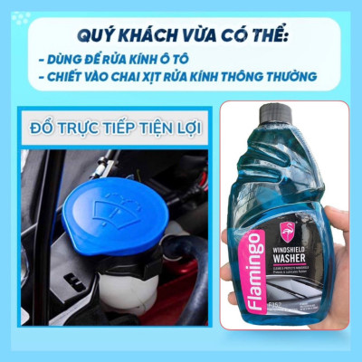Nước rửa kính, nước đổ kính ô tô, tạo hiệu ứng sáng bóng kính xe Flamingo F352 - 500ml - Hàng chính hãng