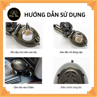 Tẩu xông trầm, lư điện, lò đốt trầm hương trên ô tô cắm trực tiếp trên xe