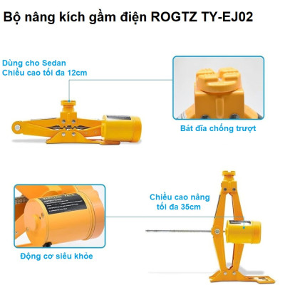 Bộ nâng kích gầm điện ô tô nhãn hiệu ROGTZ TY-EJ02, 2 tấn, 12V - Hàng Nhập Khẩu
