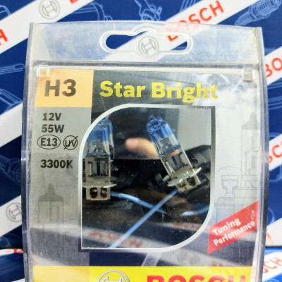 Bóng Đèn Tăng Sáng Bosch H3 12V 55W Star Bright 3300K (Hộp 2 bóng)