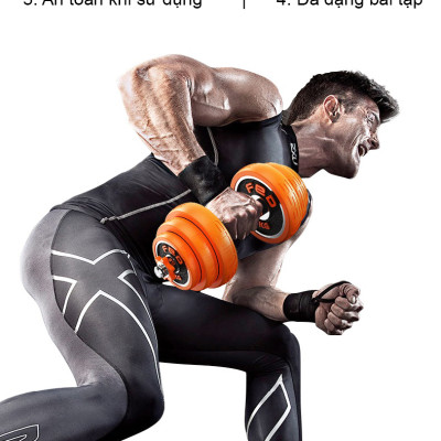 Bộ Tạ Tay Tháo Lắp 20kg Đa Năng FED720 Nhập Khẩu Chất Liệu Gang Mạ Niken