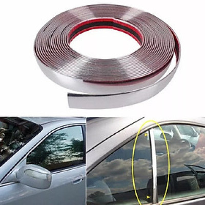 Nẹp dán viền mạ crom bản 2cm trang trí chân viền kính ô tô, ốp viền chân kính mạ crom cuộn dài 15 mét