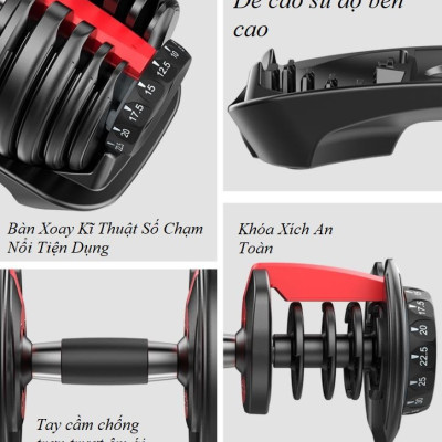 Một Bộ 2 Tạ Tay 48kg ,mỗi bên 24kg Điều Chỉnh Khóa Số Tự Động ( Tổng 48kg)Loại Cao Cấp Có Khay đựng