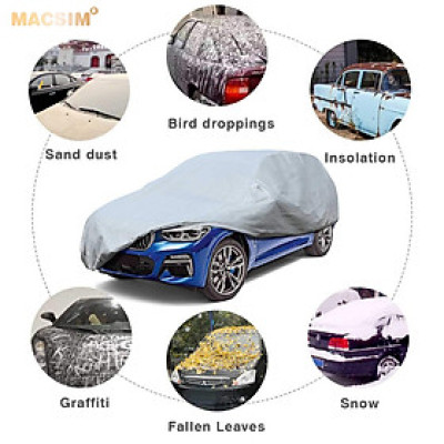 Bạt phủ ô tô chất liệu vải không dệt 3 lớp cao cấp thương hiệu MACSIM dành cho hãng xe Peugeot 3008 màu ghi-dùng trong nhà và ngoài trời