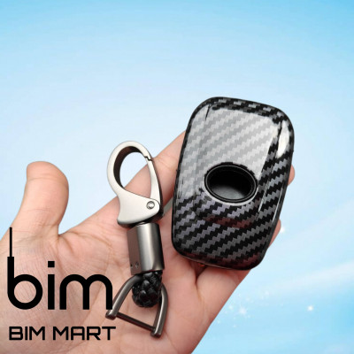 Ốp Vân Carbon Lót Silicon Bọc, Bảo Vệ Chìa Khóa Xe Toyota Camry 2019 - 2021 ( Tặng kèm móc đeo INOX )