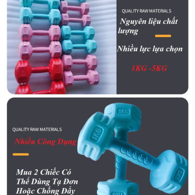 {1 Quả) Tạ Tay 1KG,1.5Kg,2KG,3KG,4Kg,5KG(Vỏ Nhựa Bọc Xi Măng)Dành Cho NAM, Nữ Chuyên Tập Gym Yoga Pilates, Thể Dục Thể thao Tại nhà(Màu NGẪU NHIÊN)