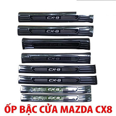 Ốp bậc cửa , nẹp bước chân mazda CX8 cao cấp -mẫu Titan 8 chi tiết