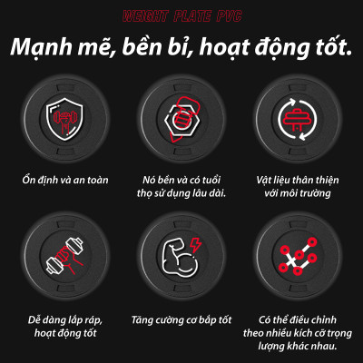 BG Bánh Tạ Nhựa 15kg  Đặc Ruột - Sẵn Kho Giao Liền  - Tạ Miếng Nhựa